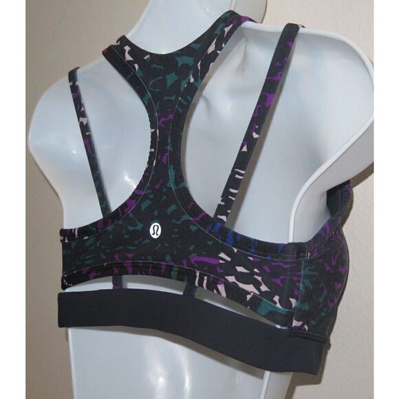 Lululemon Women’s Sz 6 Black/Multicolor Energy Sports Bra - Picture 4 of 7